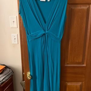 New York & Co teal short sleeve dress with knot detail
